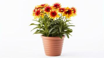 photo de gaillardia fleur dans pot isolé sur blanc Contexte. génératif ai