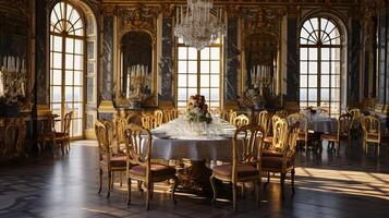 photo de le à manger pièce à le palais de Versailles, France. génératif ai