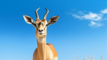 photo de une gazelle en dessous de bleu ciel. génératif ai