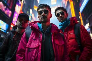 une groupe de Hommes porter coloré costume photo