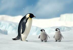 papa ou maman et bébé pingouins. père aimer, liaison et parentalité concept. photo