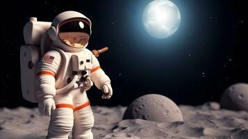 astronaute ou astronaute sur le surface de lune. photo