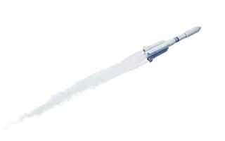 fusée avec crachant Feu et fumée, 3d le rendu. photo