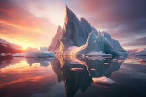 fragile environnement majestueux iceberg dans Antarctique génératif ai photo