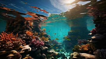 corail récif paradis plongée dans vibrant sous-marin génératif ai photo