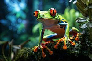 scientifique amphibie étude vert arbre grenouille fermer génératif ai photo