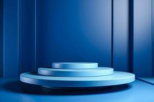 abstrait bleu 3d rendre podium pour produit présentation maquette photo