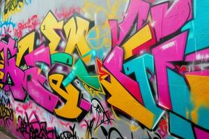 vibrant graffiti mural sur le mur Contexte. ai génératif pro photo