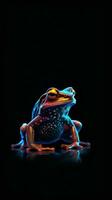 silhouette de une grenouille sur foncé Contexte génératif ai photo