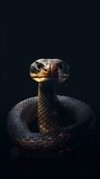 minimaliste serpent sur foncé Contexte génératif ai photo
