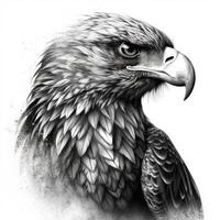 néotraditionnel Aigle dans impressionniste réaliste travail au noir style sur blanc Contexte photo