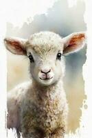 aquarelle illustration de un adorable bébé agneau pour garderie décor photo