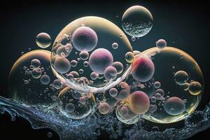 pétillant l'eau bulles dans abstrait conception photo