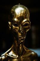 ancien extraterrestre statue dans d'or temple photo