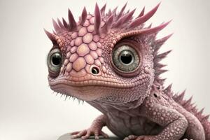 adorable rose bébé dragon avec gros yeux dans spectaculaire point de vue photo