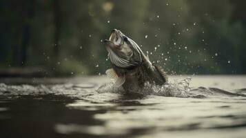 saut basse poisson dans rivière l'eau photo