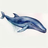 gracieux bleu baleine nager dans aquarelle photo