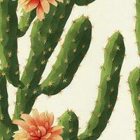 rusé cactus dans une pot aquarelle illustration avec détaillé dessin sur artisanat papier modèle photo