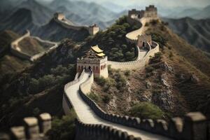 découvrir le beauté de le génial mur de Chine dans tiltshift photo