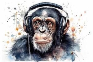 musical chimpanzé dans aquarelle photo