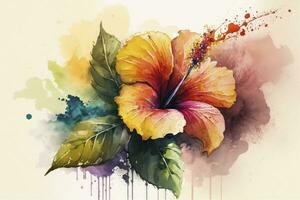 vibrant hibiscus fleur dans aquarelle La peinture photo