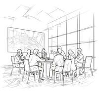 affaires réunion dans conférence pièce continu un ligne dessin photo