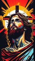 Jésus Christ dans une cool dessin animé style téléphone fond d'écran photo