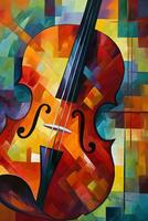 vibrant cubiste La peinture de une musicien ou musical instrument photo