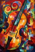 vibrant cubiste La peinture de une musicien ou musical instrument photo