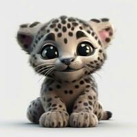 adorable bébé jaguar avec une style pixar sourire et gros yeux photo