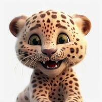 adorable bébé jaguar avec une style pixar sourire et gros yeux photo