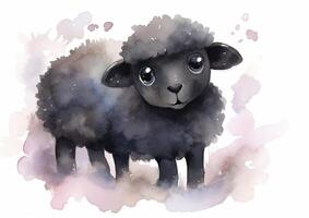 adorable noir mouton avec rose yeux dans une naïve dessin style photo