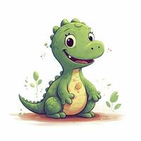 minimaliste dinosaure bébé personnage illustration avec une mignonne et content visage photo