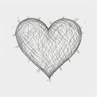 dessiné à la main cœur esquisser icône une délicat griffonnage de l'amour dans mince ligne style photo