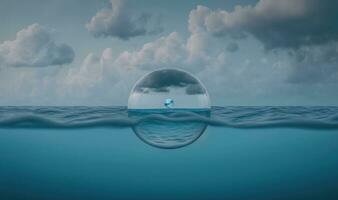 éthéré océan paysage de rêve dans une verre Balle photo