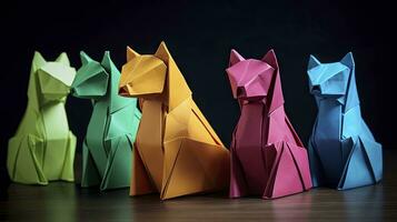 coloré origami chat emballage papier pour Créatif cadeau donnant photo