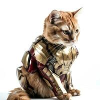 félin super-héros chat dans le fer homme marque xlvi armure pour magazine couverture photo