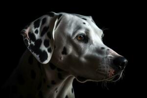 dalmatien portrait sur noir Contexte une étourdissant animal de compagnie la photographie photo