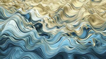 bleu et or volumétrique vagues texture imitant aquarelle photo