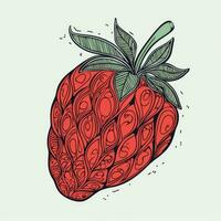 continu ligne dessin de fraise pour étiquette conception Contexte photo