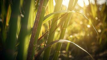 d'or heure dans une sucre canne plantation photo