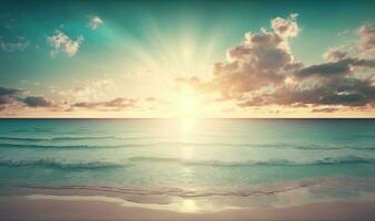 éthéré lever du soleil plus de Miami plage océan comme rêveur Contexte photo