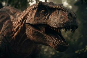 féroce trex dans cinématique détail prêt à attaque photo