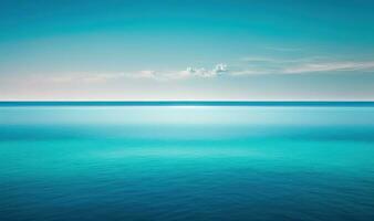 serein bleu paysage marin avec une minimaliste horizon photo