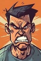 furieux dessin animé personnages exprimer colère et le malheur photo