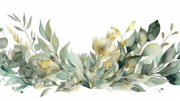 vert et or aquarelle floral Cadre pour mariage papeterie et salutations photo
