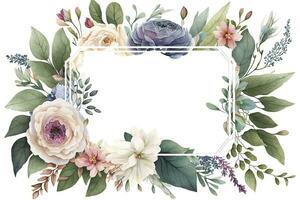 coloré aquarelle floral Cadre pour printemps dessins photo