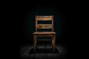 solitude dans simplicité en bois siège sur Vide Contexte génératif ai photo