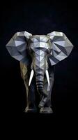 origami l'éléphant sur foncé Contexte génératif ai photo