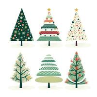 mignonne Noël des arbres clipart sur blanc Contexte ai généré photo